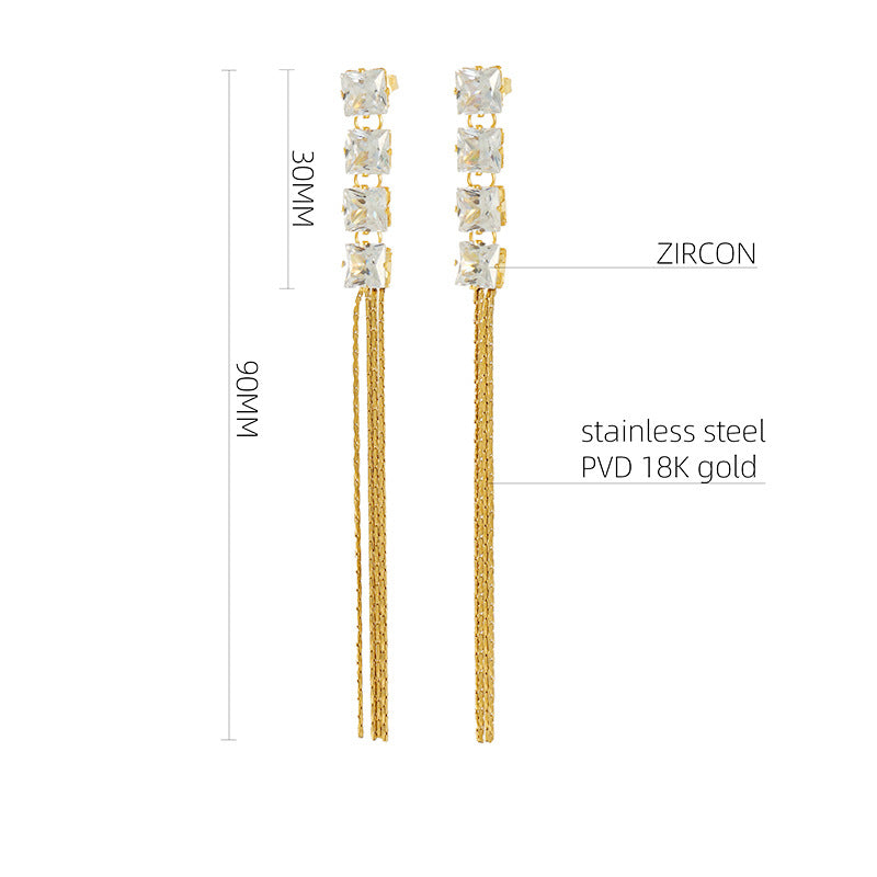 Wholesale Stainless steel earrings with diamond tassels