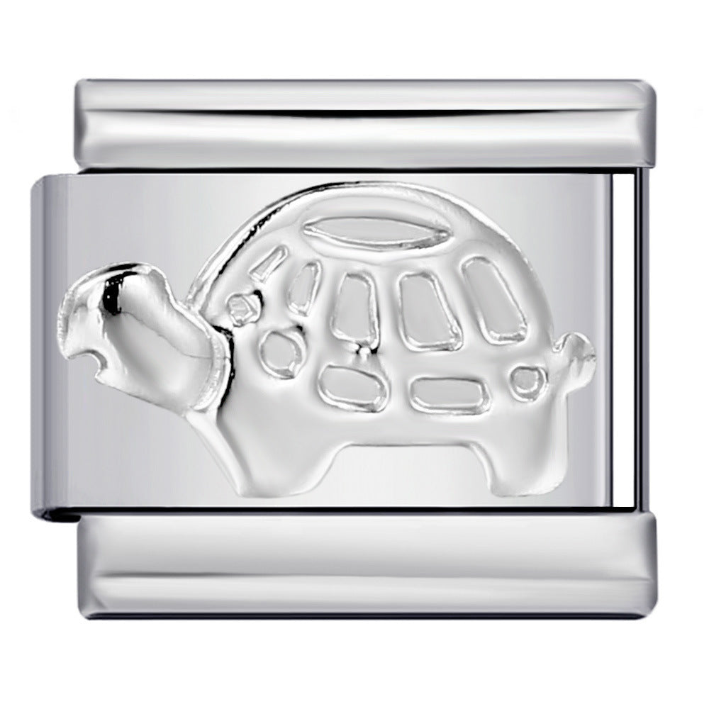 Wholesale  Italian modular  Convex silver stamped pattern DIY titanium steel bracelet