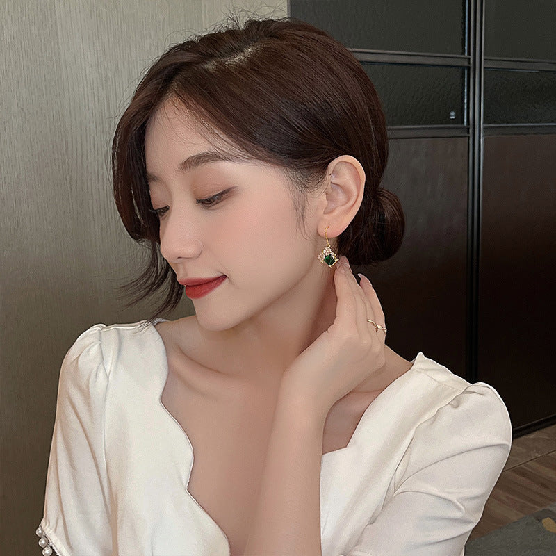 Wholesale Vintage Emerald Crystal Flower Earrings ACC-ES-ZhiShifang007