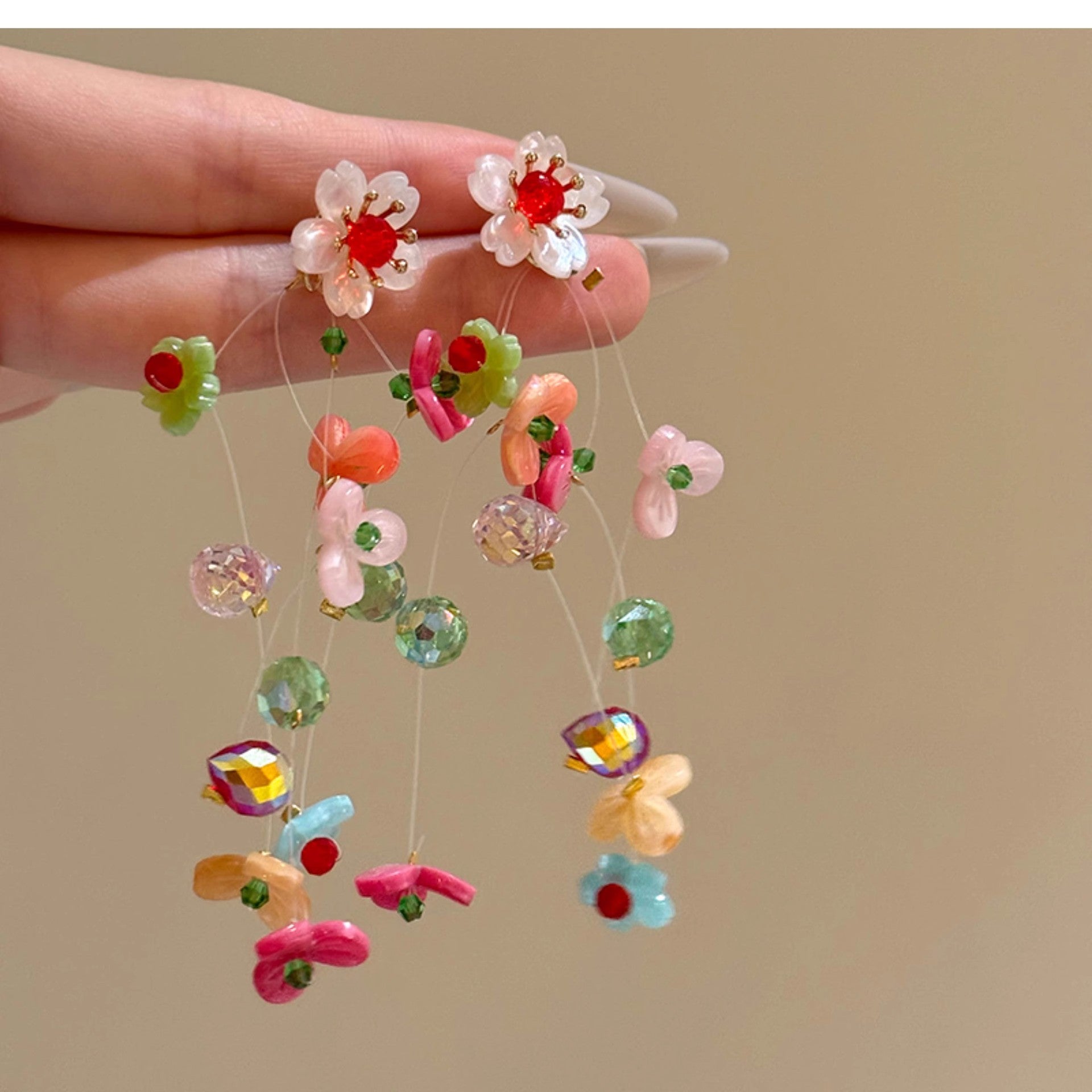 Wholesale Colorful beaded flower earrings