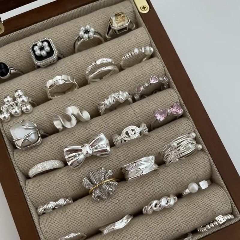 Wholesale Plain Circle Cream Flower Ring Retro Open Adjustable Ring ACC-RS-YaoFeng013