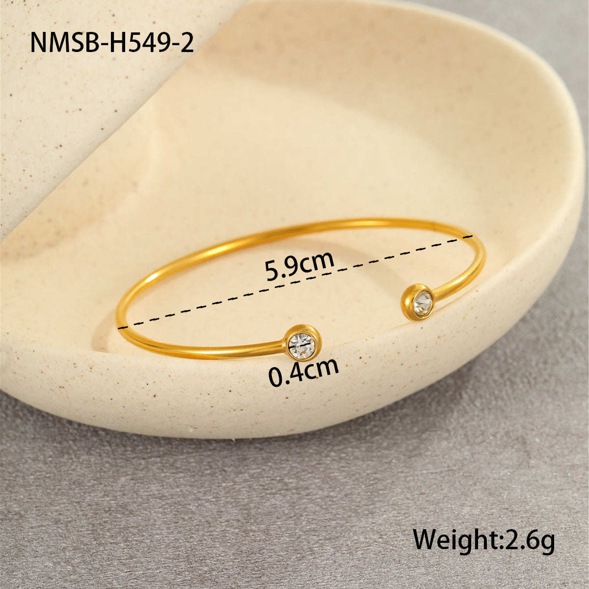 Wholesale 18K gold-plated C-ring inlaid with zircon stainless steel bracelet