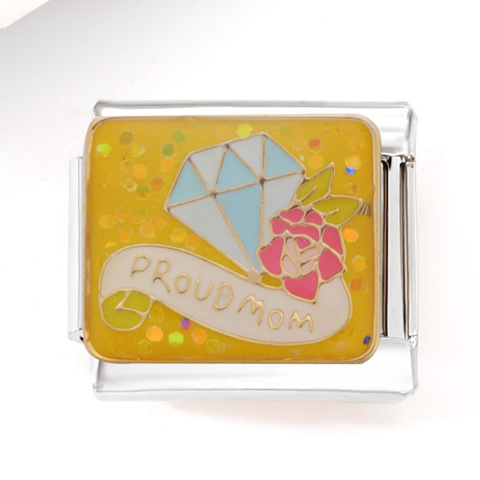 Wholesale Italian Charm Bracelet 9mm DIY Splicing Mother's Day Series Stainless Steel Composable Bracelet