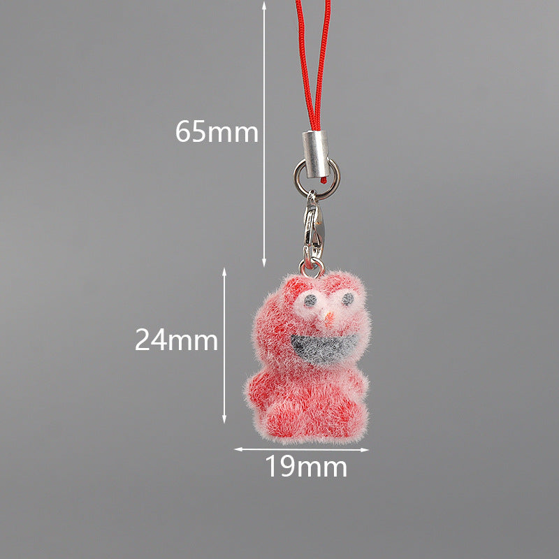 Wholesale Cute mini flocked puppy and bear mobile phone chain