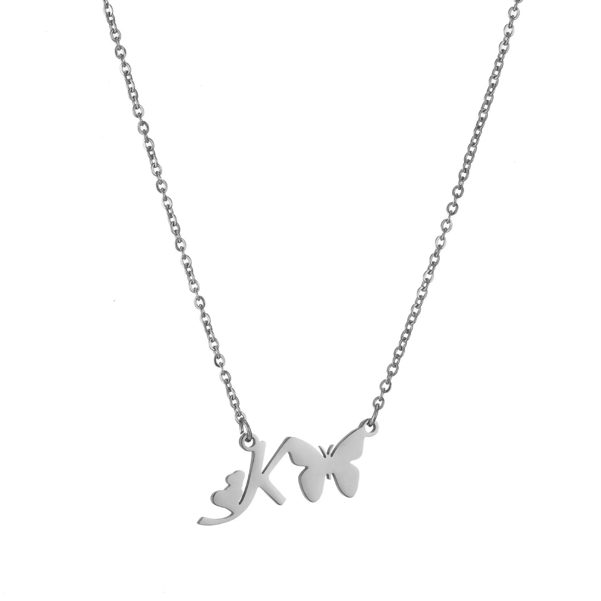 Wholesale stainless steel non-fading butterfly letter clavicle chain