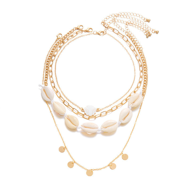 Wholesale  Ocean Wind Shell Conch Tassel Multi-layer Necklace