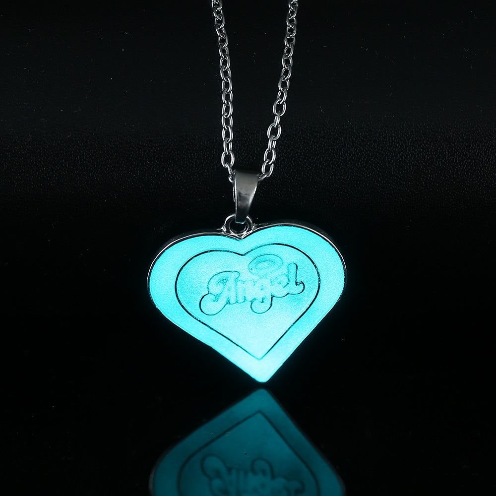 Wholesale Stainless steel  love angel luminous  pendant necklace