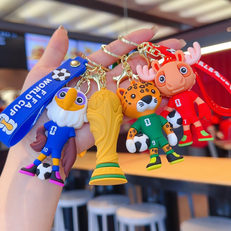 Wholesale PVC Cartoon World Cup Mascot Keychain Pendant Cute Doll Key Ring Car Key Accessory