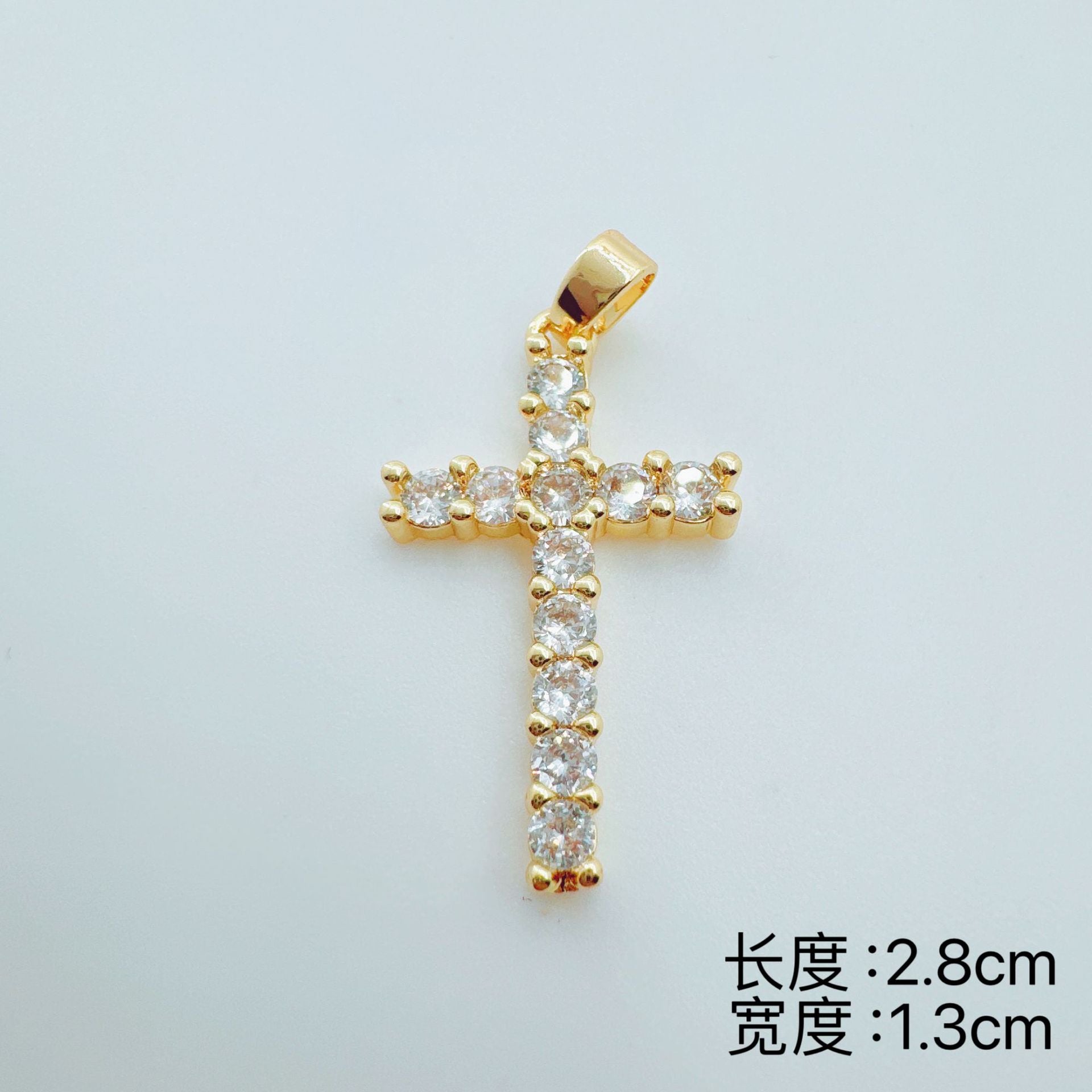 Wholesale =Micro-set Zircon Cross Pendant Necklace Copper Electroplated Fashion Accessory