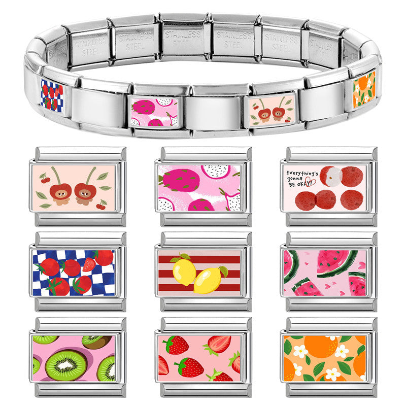 Wholesale Fruit-Themed Italian Modular Multifunctional DIY Creative Birthday Gift Retro Connectable Jewelry Accessories Bracelet