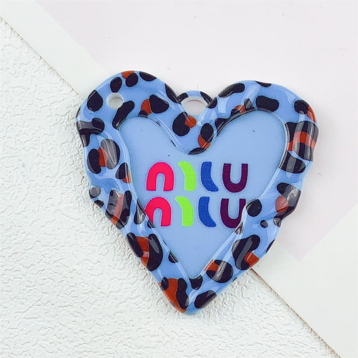 Acrylic Double-Sided Printed Colorful Leopard Print Large Heart Pendant