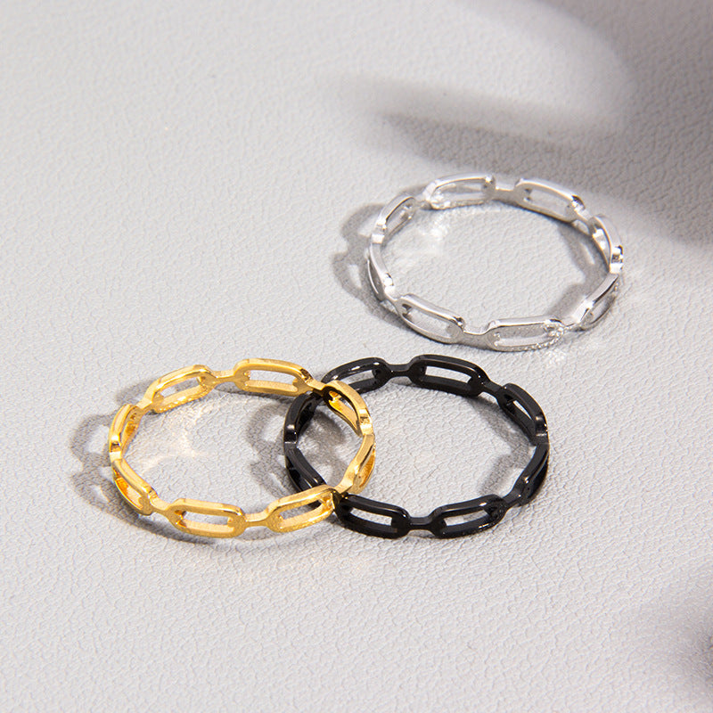 Wholesale Trendy Titanium Steel Cut Out Chain Ring Fashion Jewelry Accessory for Gift or Everyday Wear