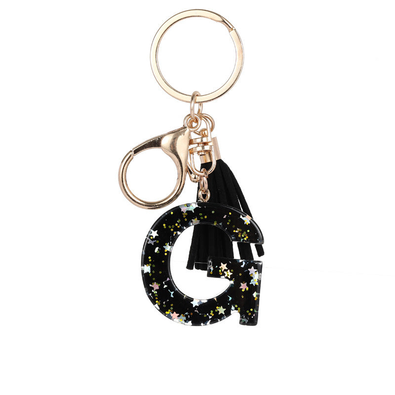 Wholesale  black resin keychain 26 English letter pendant keychain