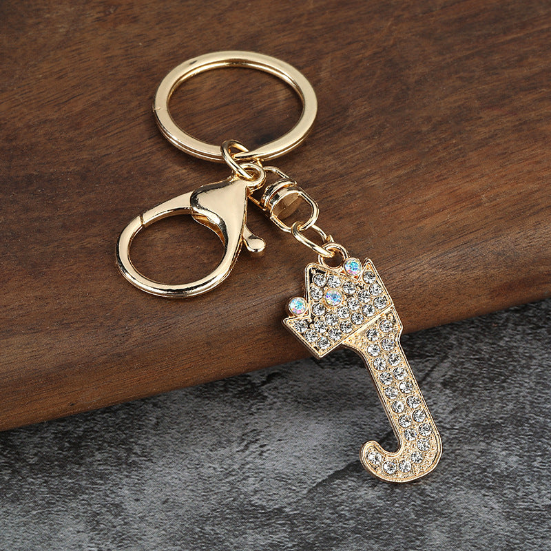 Wholesale Zinc alloy flash drill letter keychain