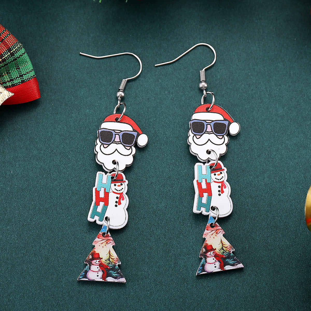 Wholesale Christmas  Christmas tree snowman  splicing earrings acrylic earrings