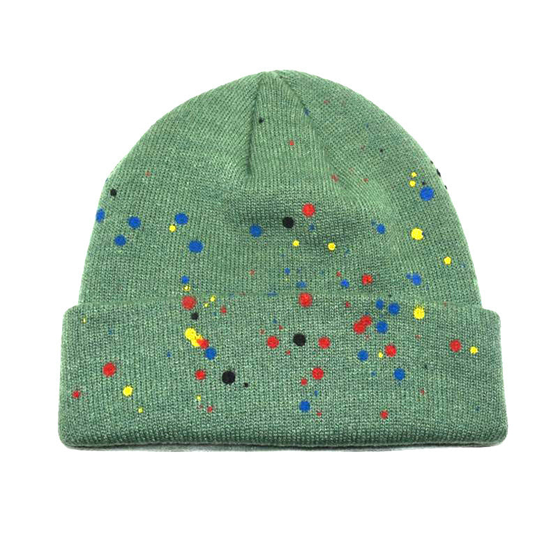 Wholesale  colorful polka dot graffiti knitted hat