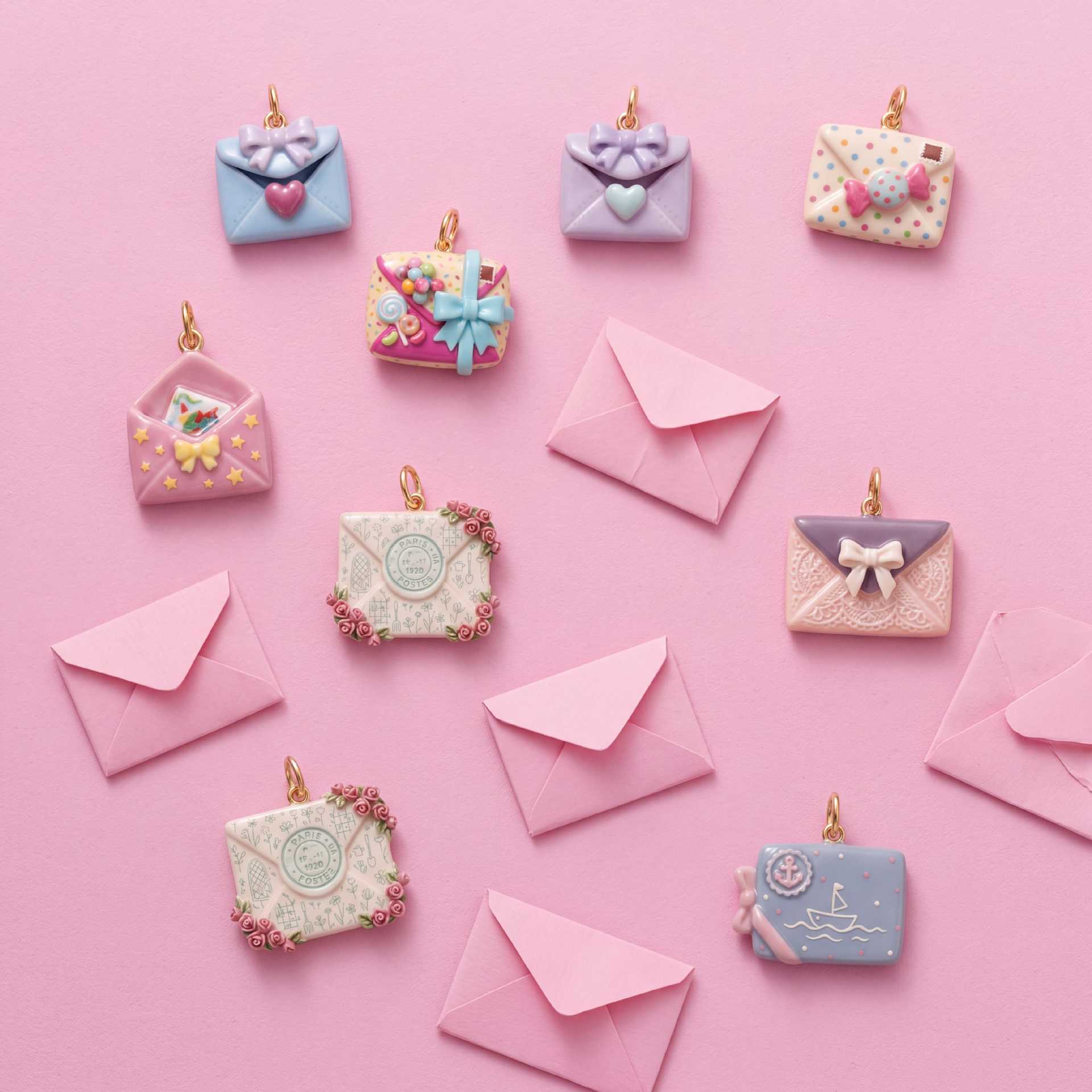 Wholesale Retro Envelope Pendant Charm Set Stainless Steel Heart Bow Star Chic Jewelry Accessory For Gifts And Boutique Resale