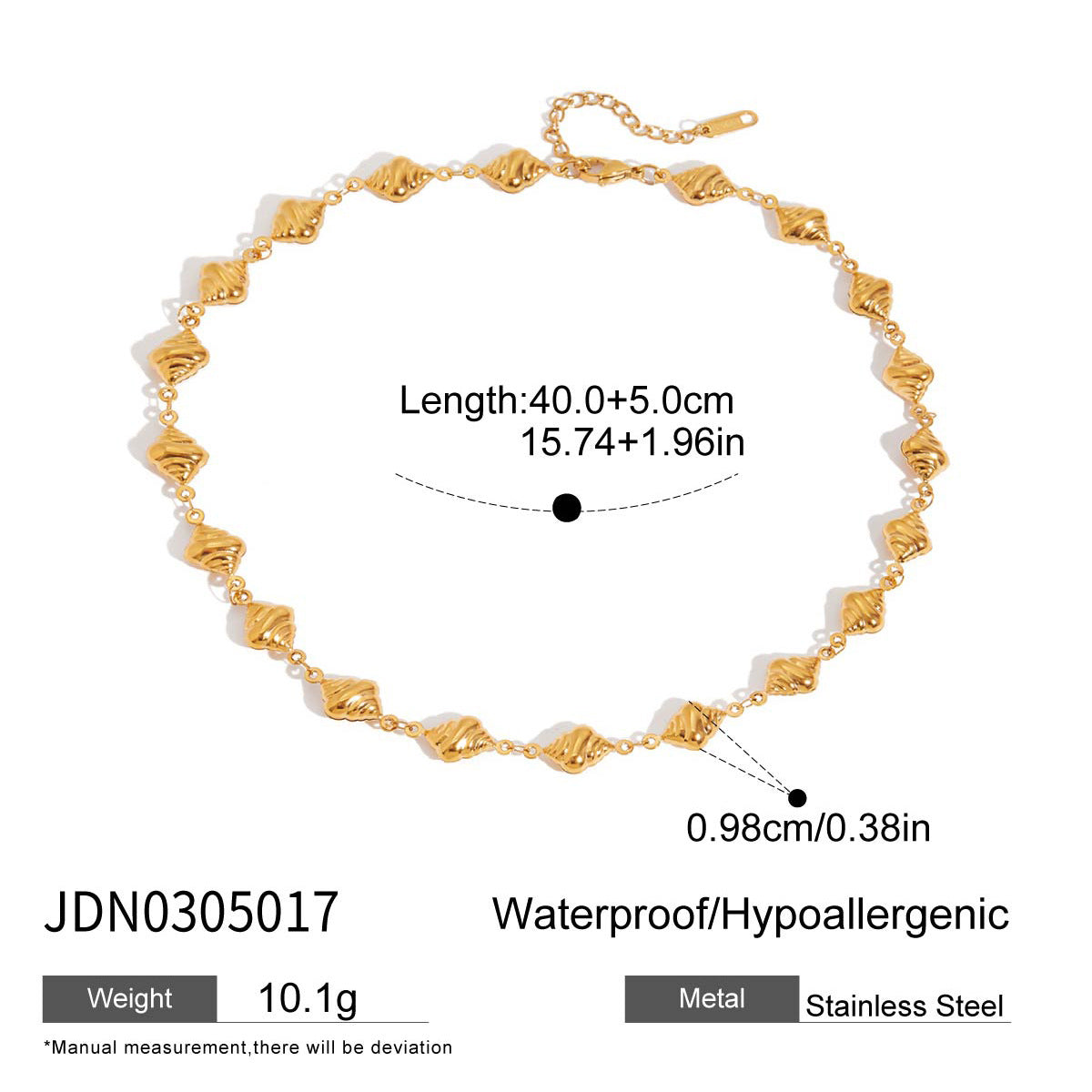 Wholesale 18K Gold Stainless Steel Bread Necklace Jewelry