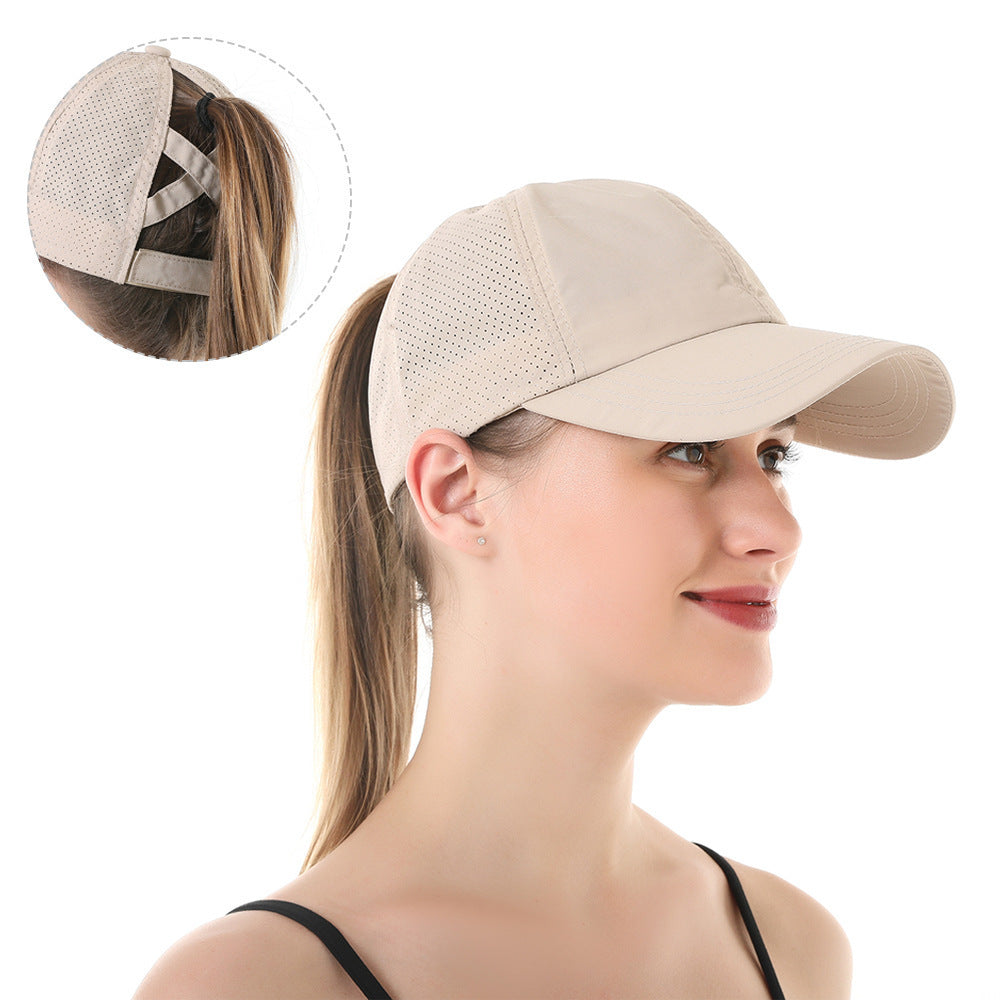 Wholesale Solid Color Baseball Cap Casual Cross Ponytail Cap Hat ACC-HT-KeNian001
