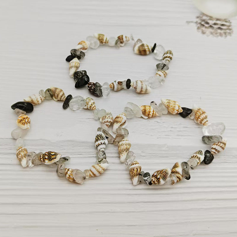 Wholesale Natural Stone Shell Bead Bracelet Quartz Amethyst Strawberry Crystal Gift