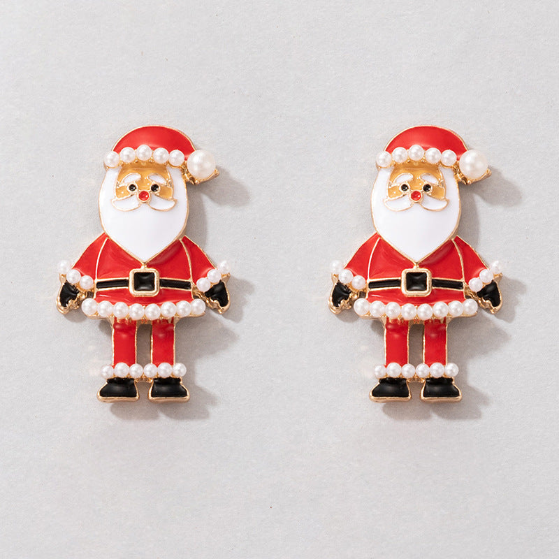 Wholesale  Christmas earrings fashion Christmas hat elk dinosaur acrylic printed earrings