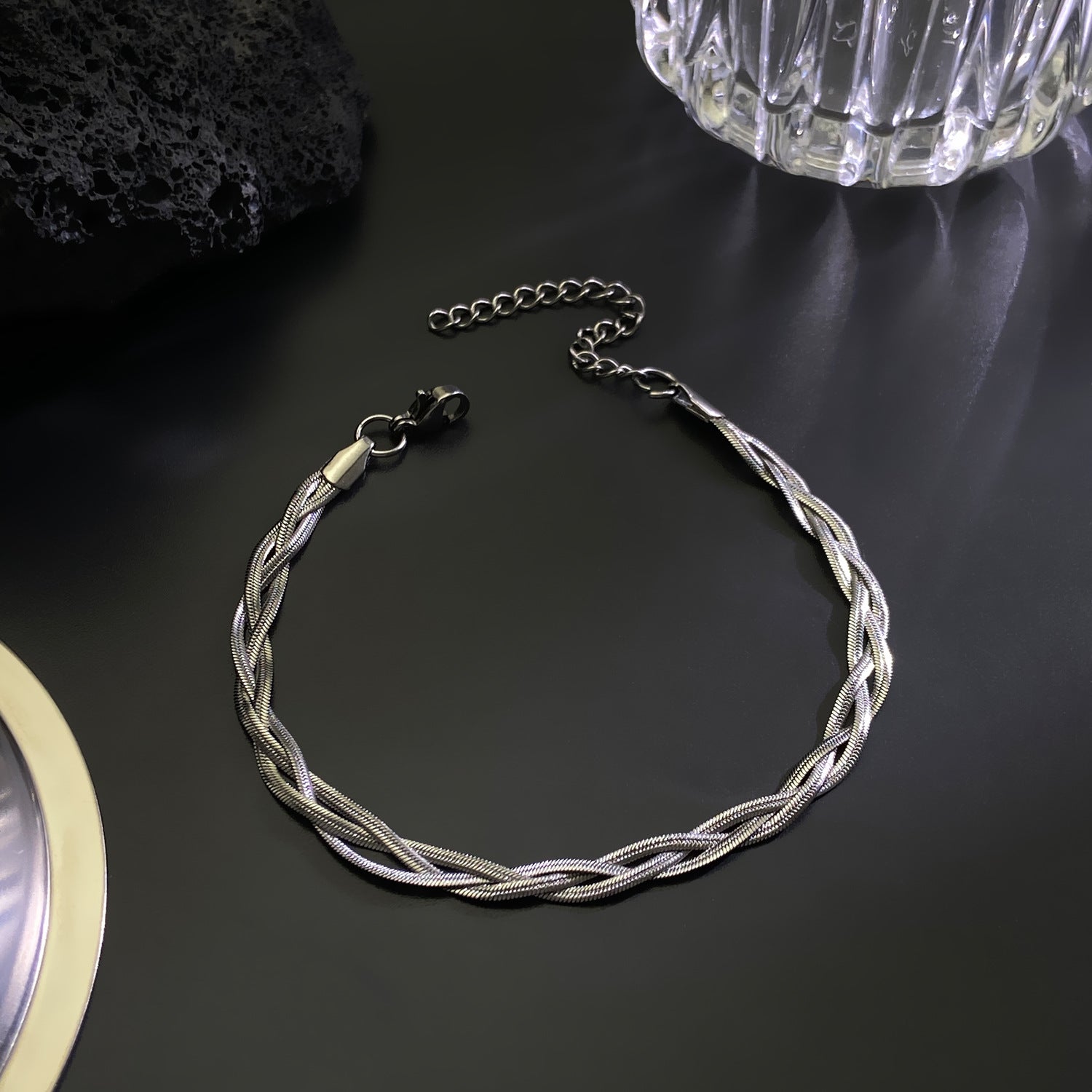 Wholesale Light Luxury Flat Three-layer Snake Bone Chain Gold-plated Necklaces Bracelets ACC-NE-MY014