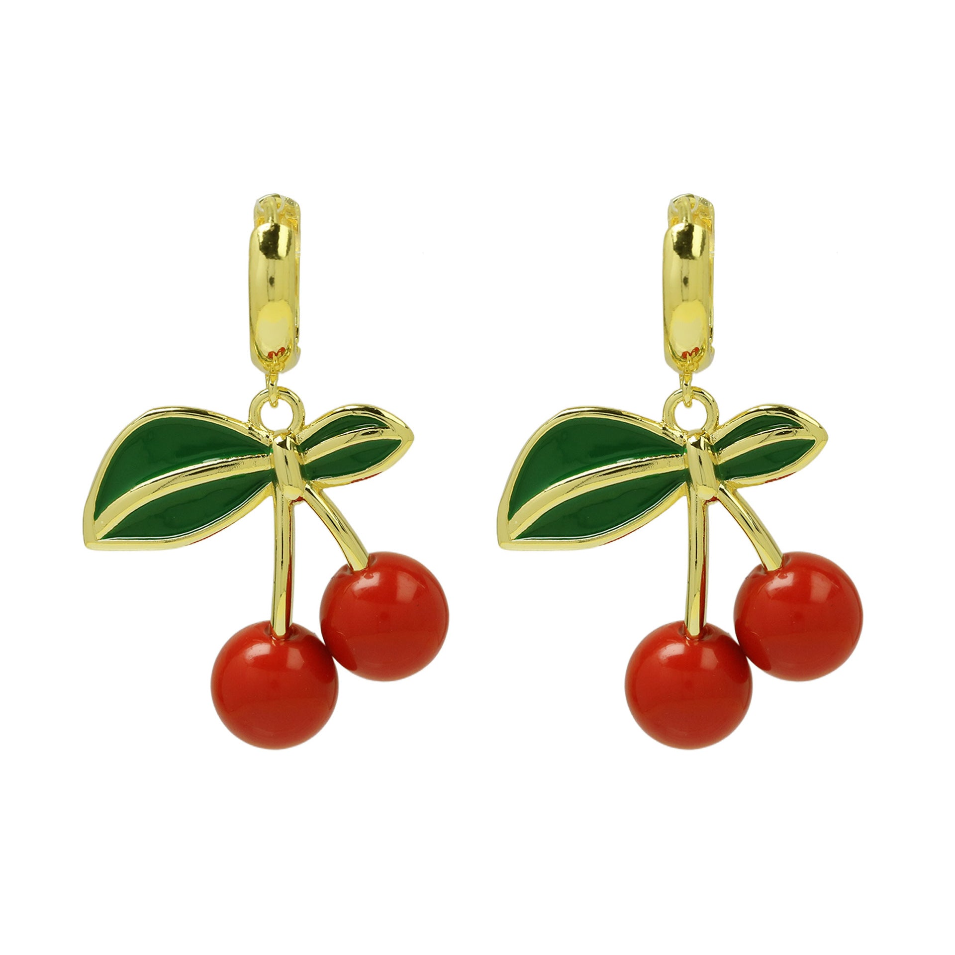 Wholesale  fruit strawberry drop oil gold earrings