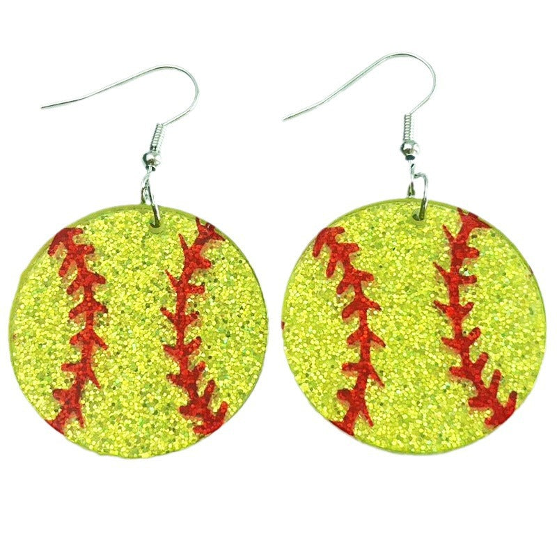 Wholesale 2pairs/pack Shiny Sports Football Baseball Softball Acrylic Earrings ACC-ES-HY114