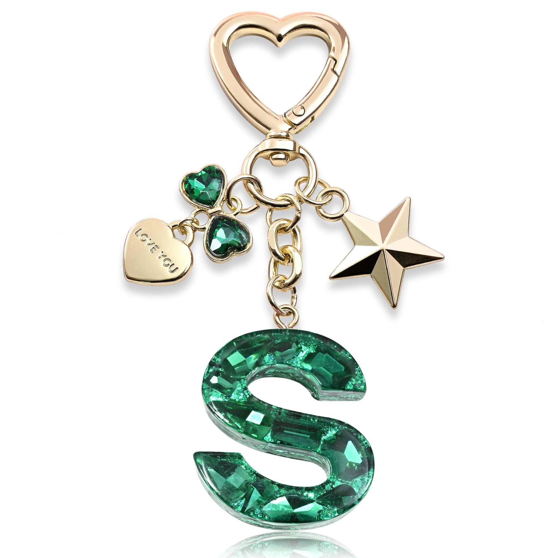Wholesale Diamond English letter keychain heart bow shiny pendant