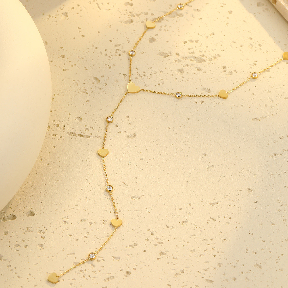 Wholesale Stainless Steel Water Drop Y-Shaped Tassel Gold Necklace