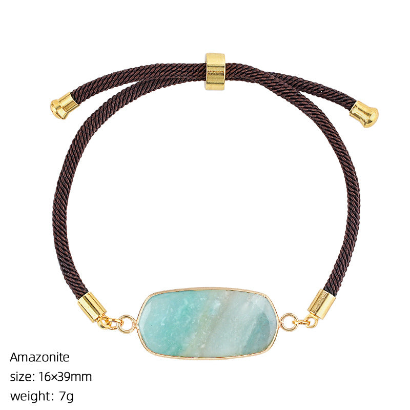 Wholesale Modern Minimalist Natural Stone Amethyst Bracelet Adjustable Woven Rope Unisex Fashion Accessory Gift