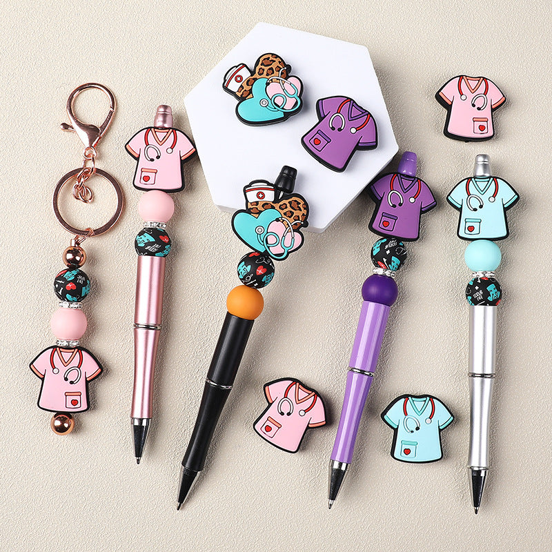 Wholesale 20pcs Cartoon Nurse Silicone Beads Focal Beads DIY Beaded Pen Accessories ACC-BDS-RongFa030