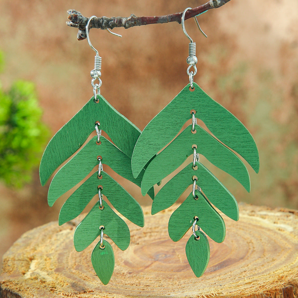 Wholesale Bohemian Green Forest Earrings Set,  Zinc Alloy Ethnic Style