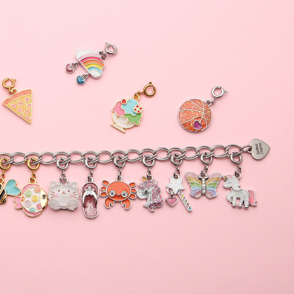 Wholesale DIY Jewelry Accessories Alloy Oil Dripping Holiday Style Pizza Donut Charms