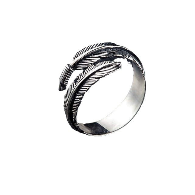 Wholesale black dyed vintage open feather ring