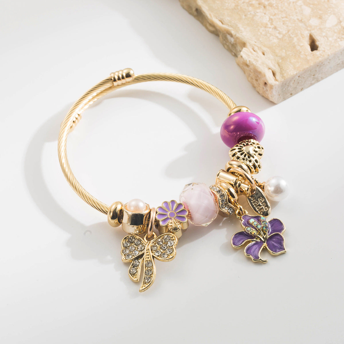 Wholesale Flower Butterfly Bow Alloy DIY Charm Bracelet Jewelry Accessory For Gift Boutique Resale