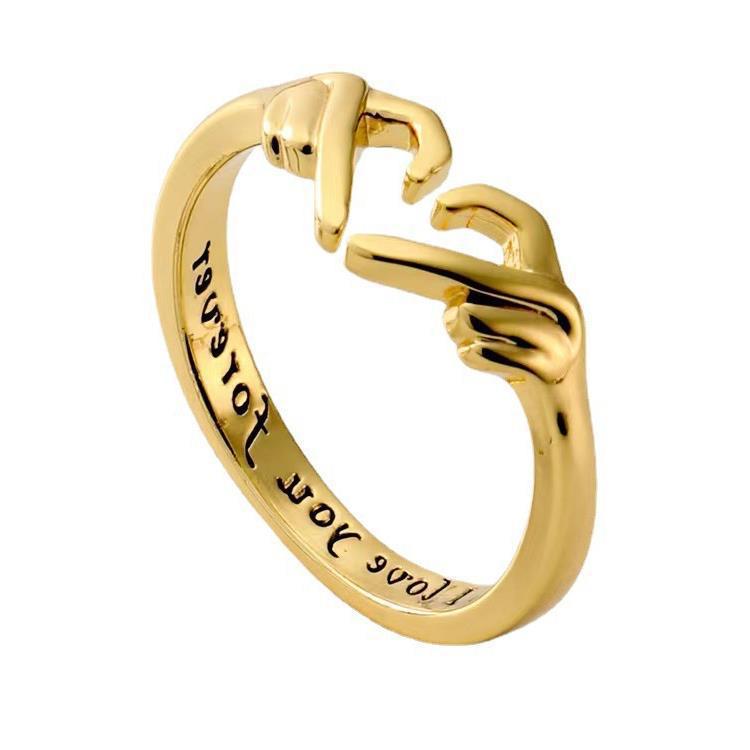 Wholesale Romantic Double Hand Heart Shape Ring Fashion Accessory Gift