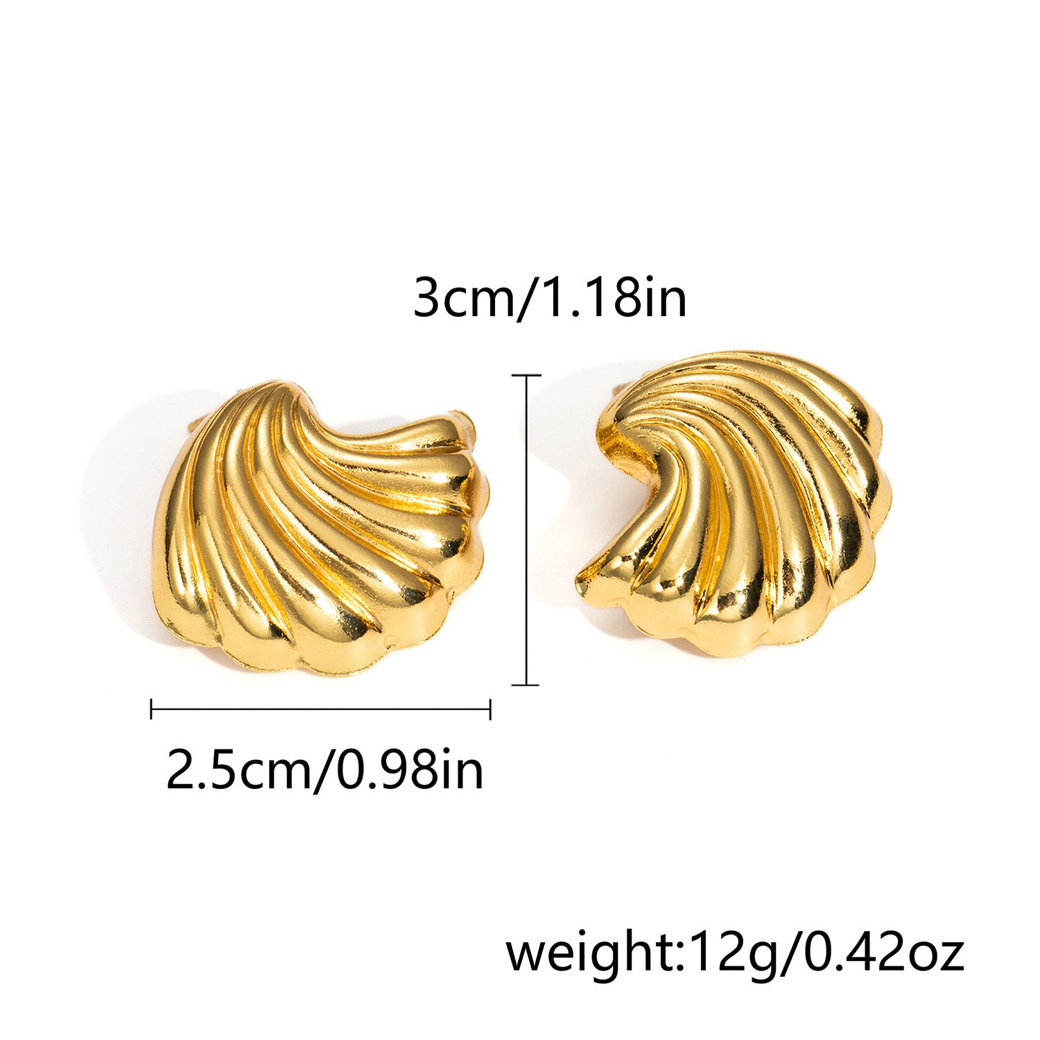 Wholesale Retro geometric earrings creative stainless steel round love pleated earrings