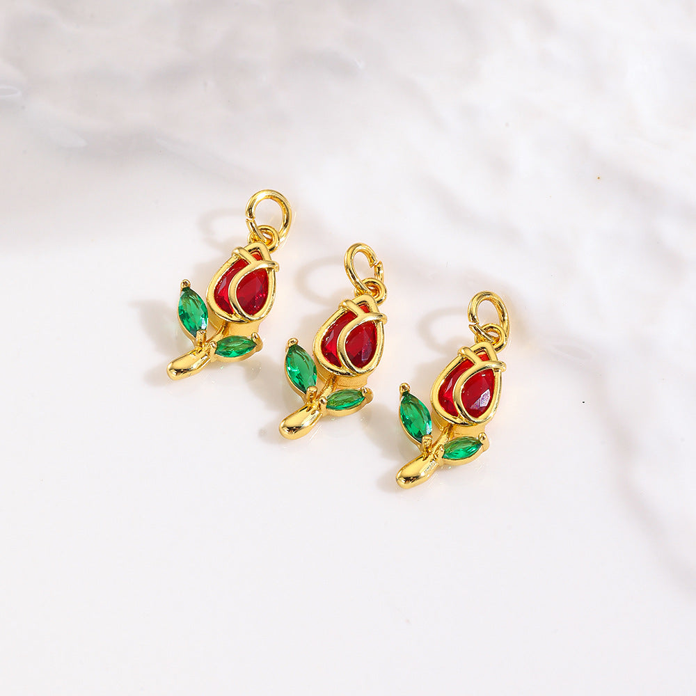 Wholesale Colorful zircon flower tulip pendant