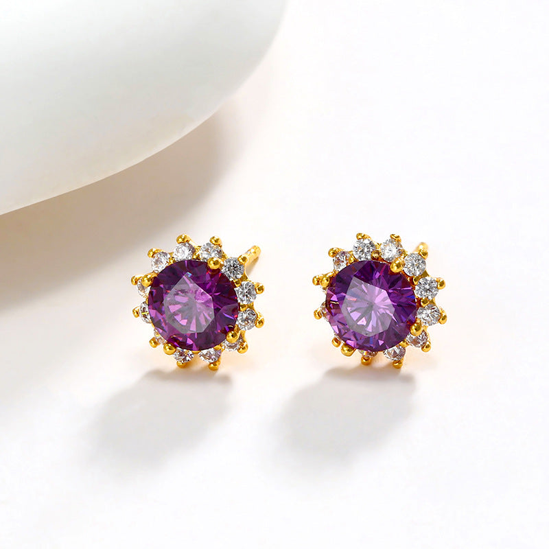 Wholesale Sunflower Emerald Alloy Earrings