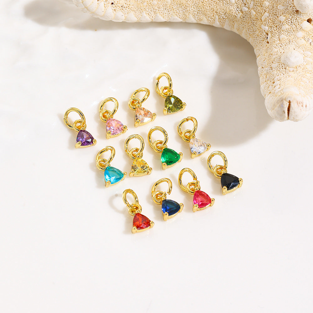 Wholesale Geometric triangle colored zircon small pendant
