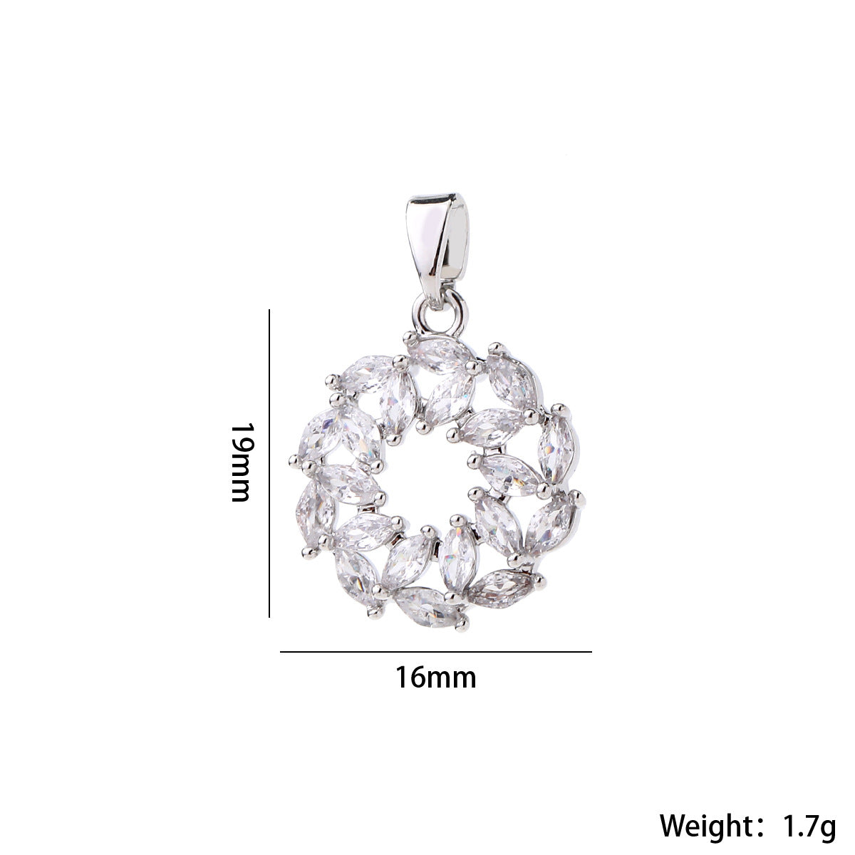 Wholesale Gold Plated Brass Zircon Pendant Snowflake Necklace Charm Elegant Round DIY Jewelry Accessory For Women Casual Boutique Resale