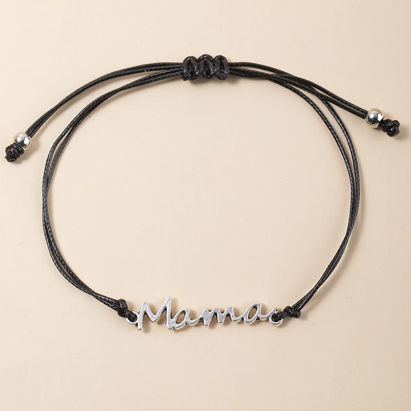 Wholesale Alloy Mama Mother's Day Handmade  Woven Blessing Card Adjustable Bracelet