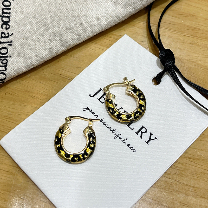 Wholesale Elegant Leopard Geometric Heart Earrings