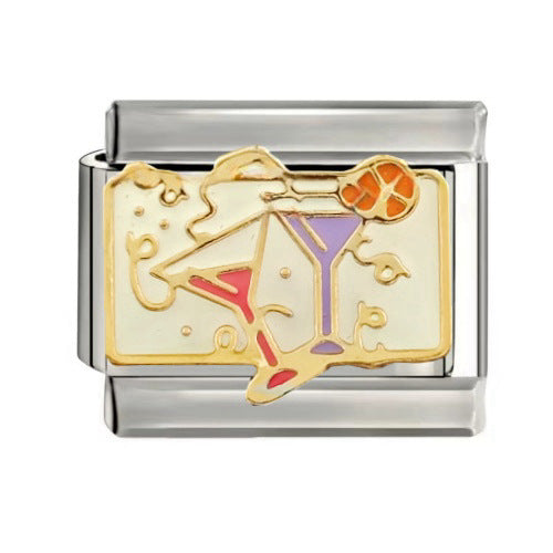 Wholesale talian Charm Starter Bracelets DIY square Single Section Creative Stainless Steel Composable Bracelet