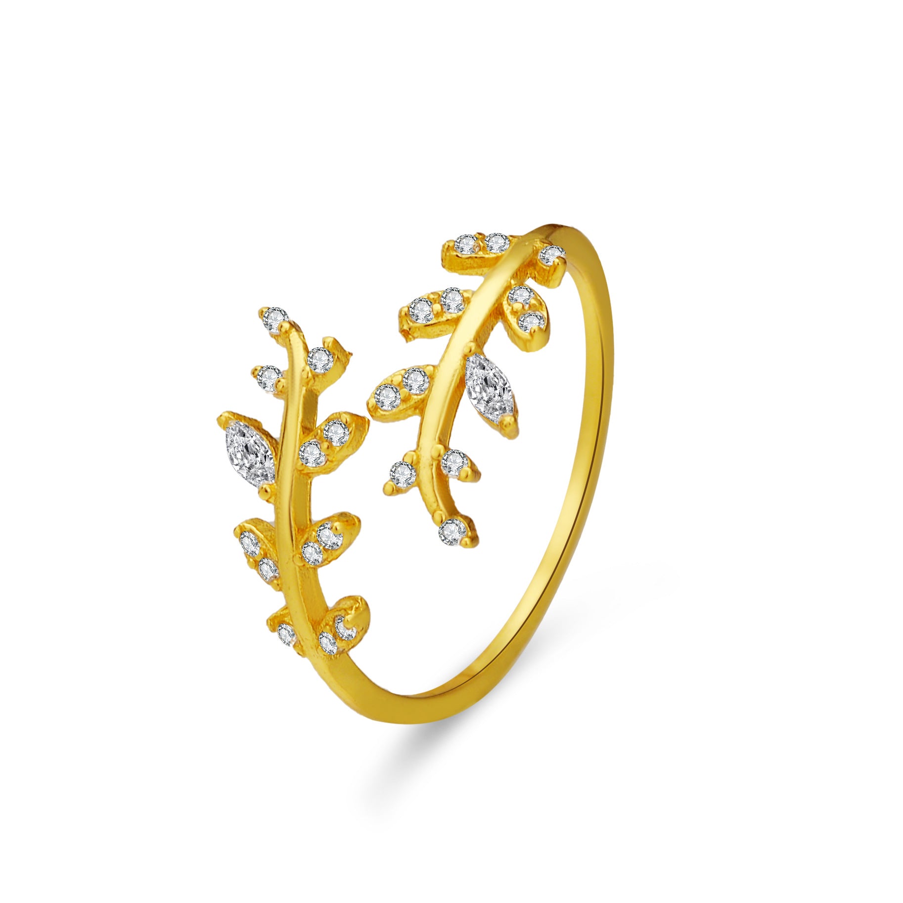 Wholesale S925 Sterling Silver Leaf Open Ring