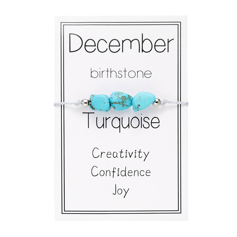 Wholesale Birthstone Girls' Bracelets Hand-Woven Adjustable Bracelets