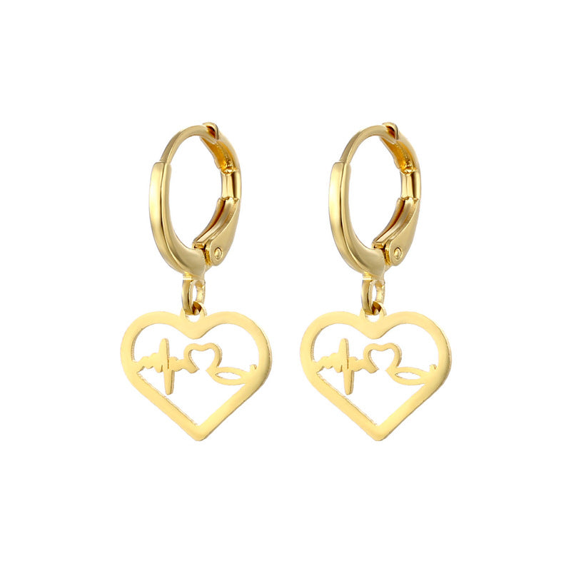 Wholesale 18K Gold ECG Stainless Steel Earrings ACC-ES-MinM032