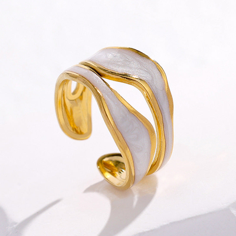 Wholesale 18K Gold Plated Stainless Steel Minimalist Geometric Irregular Ring For Women Jewelry Accessory