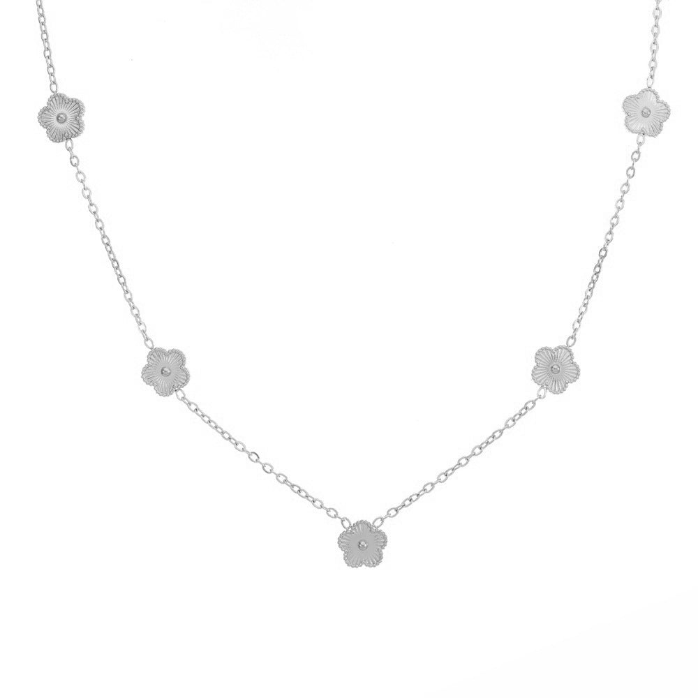 Wholesale 9MM Titanium Steel Five-leaf Clover Bracelet Earrings Necklaces ACC-BT-QianHui006